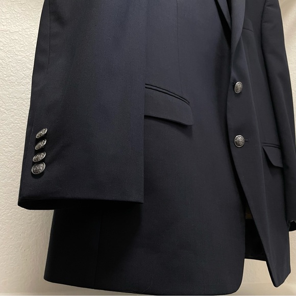 Michael Kors • Navy Wool Blend, Classic Fit Sport Coat Blazer w/Silk Tie | 46R - Picture 4 of 8